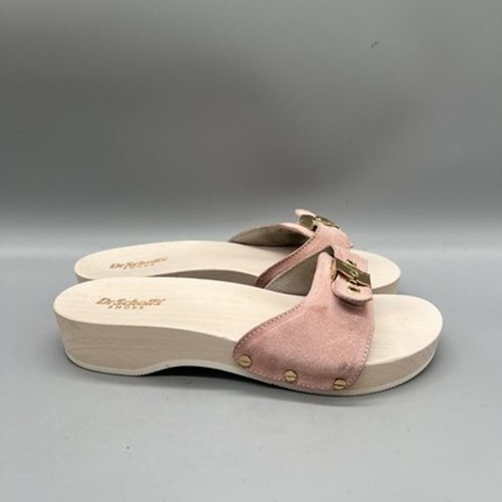 Dr Scholl's Sandals Womens 7 Pink Suede Original Slide Buckle Platform Shoes